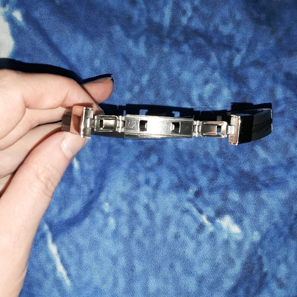 Men's Stainless Steel Black Vegan Leather Bracelet - Picture 5 of 6
